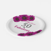 50 en fantastische paarse madeliefjes 50ste verjaa papieren bordje (Gekanteld)