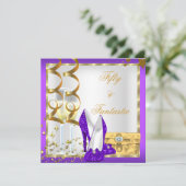 50 en Fantastische Paarse White Gold Birthday Part Kaart (Staand voorkant)