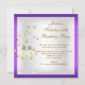 50 en Fantastische Paarse White Gold Birthday Part Kaart (Achterkant)