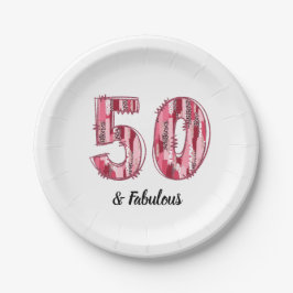 50 en fantastische roze en luipaardpenseelstreken papieren bordje