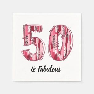 50 en fantastische roze en luipaardpenseelstreken servet
