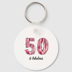 50 en fantastische roze en luipaardpenseelstreken sleutelhanger