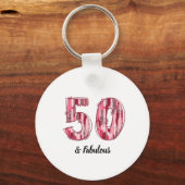 50 en fantastische roze en luipaardpenseelstreken sleutelhanger (Voorkant)