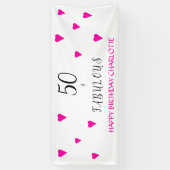 50 en fantastische roze harten 50ste verjaardagsfe spandoek (Verticaal)