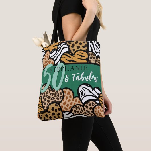 50 en fantastische stijlvolle Emerald Animal Print Tote Bag (Dichtbij)