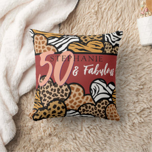 50 en fantastische stijlvolle Red Animal Print Hea Kussen