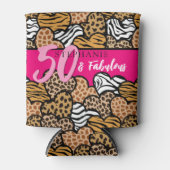 50 en fantastische stijlvolle roze dierenprint har blikjeskoeler (Voorkant)