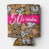 50 en fantastische stijlvolle roze dierenprint har blikjeskoeler (Achterkant)