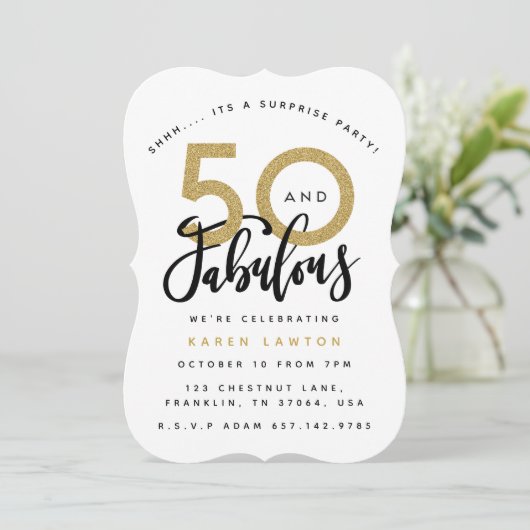 50 en fantastische uitnodiging voor verjaardagsfee (Staand voorkant)