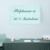 50 en fantastische verjaardag Blauwgroen blauw wit Spandoek (Beurs)