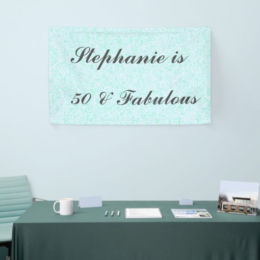 50 en fantastische verjaardag Blauwgroen blauw wit Spandoek (Beurs)