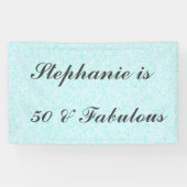 50 en fantastische verjaardag Blauwgroen blauw wit Spandoek (Horizontaal)