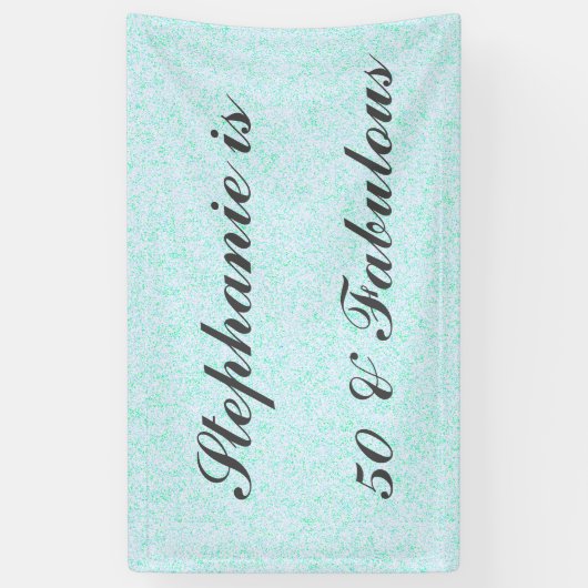 50 en fantastische verjaardag Blauwgroen blauw wit Spandoek (Verticaal)