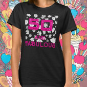 50 en fantastische verjaardag Bloemen Wit Roze Cus T-shirt