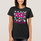 50 en fantastische verjaardag Bloemen Wit Roze Cus T-shirt (Voorkant)