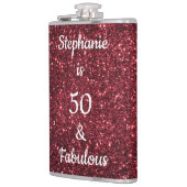 50 en fantastische verjaardag Bourgondië rood roze Heupfles (Links)