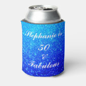 50 en fantastische verjaardag Deep Blue Glitter Sp Blikjeskoeler (Blikje Achterkant)