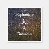 50 en fantastische verjaardag Goud Zwart Glitter O Servet (Voorkant)