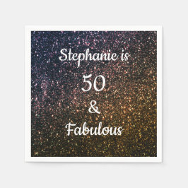 50 en fantastische verjaardag Goud Zwart Glitter O Servet
