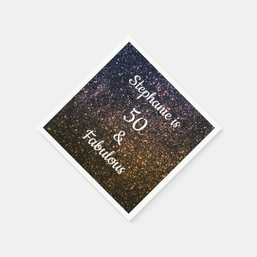 50 en fantastische verjaardag Goud Zwart Glitter O Servet (Hoek)