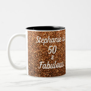 50 en fantastische verjaardag gouden glitter spran tweekleurige koffiemok