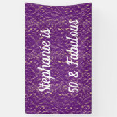 50 en fantastische verjaardag Paarse wit goud eleg Spandoek (Verticaal)