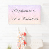 50 en fantastische verjaardag Roze Grijs Paarse Om Spandoek (Insitu)