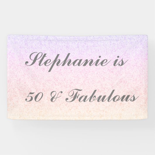 50 en fantastische verjaardag Roze Grijs Paarse Om Spandoek (Horizontaal)