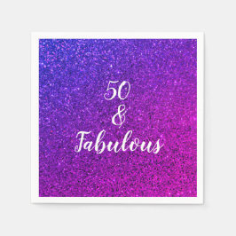 50 en fantastische verjaardag roze Paarse glitter  Servet