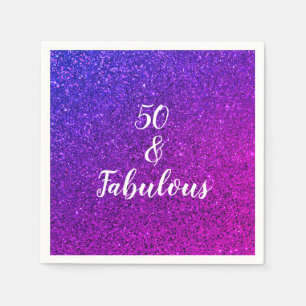 50 en fantastische verjaardag roze Paarse glitter  Servet