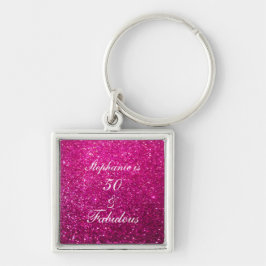 50 en fantastische verjaardag roze Paarse glitter  Sleutelhanger