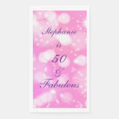 50 en fantastische verjaardag roze Paarse Roos gli Servet (Voorkant)