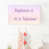 50 en fantastische verjaardag Roze Wit Paarse Ombr Spandoek (Insitu)