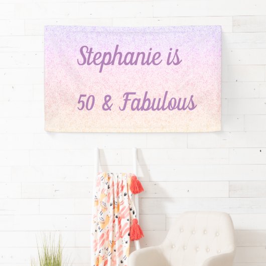 50 en fantastische verjaardag Roze Wit Paarse Ombr Spandoek (Insitu)