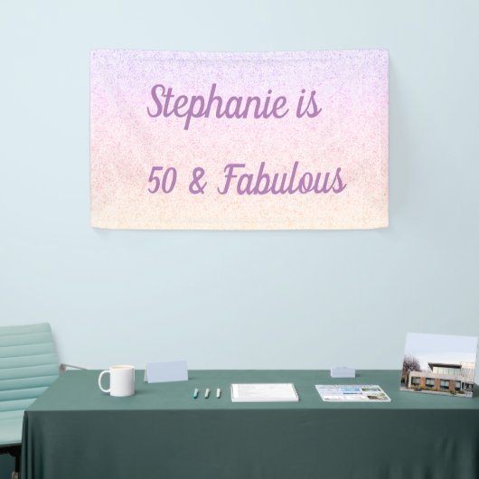 50 en fantastische verjaardag Roze Wit Paarse Ombr Spandoek (Beurs)