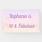 50 en fantastische verjaardag Roze Wit Paarse Ombr Spandoek (Horizontaal)