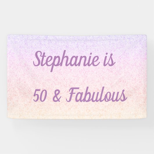 50 en fantastische verjaardag Roze Wit Paarse Ombr Spandoek (Horizontaal)