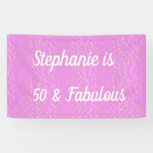 50 en fantastische verjaardag Violet roze wit goud Spandoek