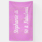50 en fantastische verjaardag Violet roze wit goud Spandoek (Verticaal)