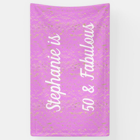 50 en fantastische verjaardag Violet roze wit goud Spandoek (Verticaal)