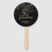50 en fantastische verjaardag Zwart goud confetti Handwaaier (Voorkant)