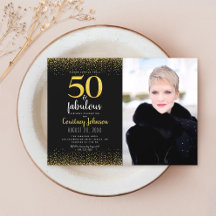 50 en fantastische verjaardag zwart goud glitters 