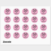 50 en fantastische verjaardagsfeest zeemeermin roz ronde sticker (Vel)