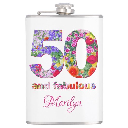 50 en fantastische verjaardagsfeestje moderne kolf heupfles (Voorkant)