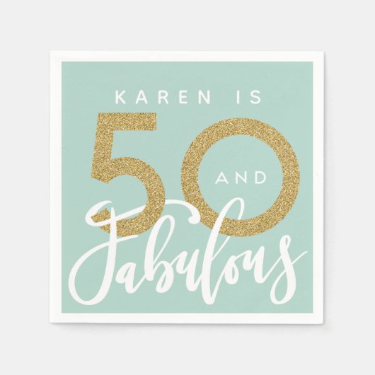 50 en fantastische verjaardagsfeestje servetten (Voorkant)