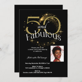 50 en fantastische verjaardagsfeestje zwart wit go kaart