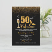 50 en fantastische verjaardagsuitnodiging voor vro kaart (Staand voorkant)