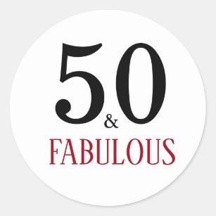 50 en feestdag   Typografie 50e verjaardag Ronde Sticker