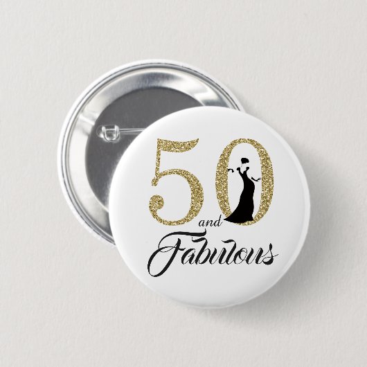 50 en feestelijke verjaardagsfeest ronde button 5,7 cm (Voorkant /achterkant)