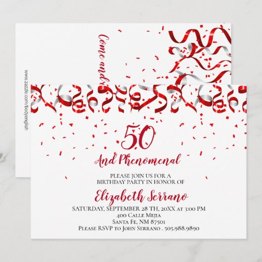 50 en fenomenale verjaardag kaart (Voorkant / Achterkant)